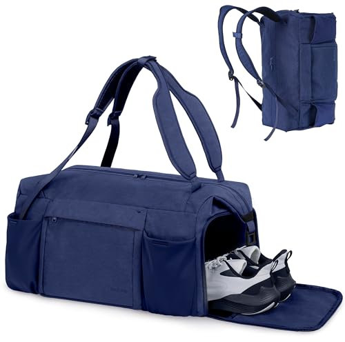 kookoomia Sporttasche Reisetasche Herren Damen 45L Sporttaschen Rucksack mit Schuhfach Nassfach Wasserdicht Gym Bag Sport Tasche Trainingstasche Fitness für Sport Reisen Schwimme Weekender- Dunkelblau