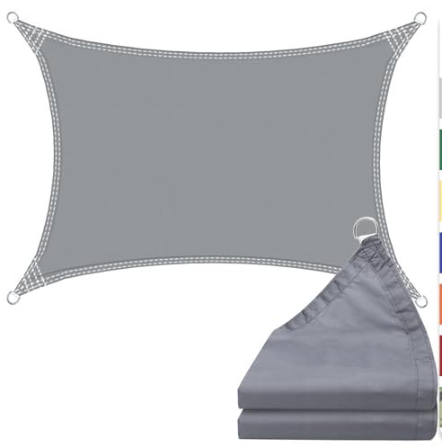 Sun Shade Sail 2m x 4m Rectangular Sunscreen Waterproof Awning Canopy, 180g/㎡ Shade Cover UV Block with Free Rope for Outdoors Activities, Garden, Patio, Yard, Party. (Gray)