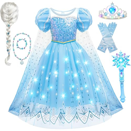 Mishopy Kostüm Kinder Eiskönigin Kleid (100)