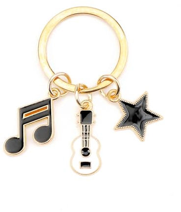 Porte-Clés étoile De Musique, Notes De Musique Et Guitare Assorties En Noir Et Blanc, Petit Cadeau Pour Maman, Fils, Fille, Collègue, Cadeau Pour Les Mélomanes