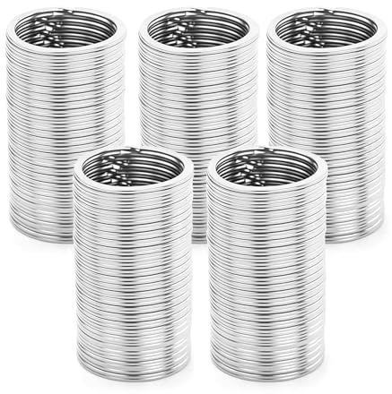 LTISHABILTD 110 pezzi portachiavi in metallo, 30 mm, anelli per portachiavi, anelli per portachiavi fai da te, piatto rotondo, per portafogli, artigianato, ciondoli, creazioni fai da te, argento