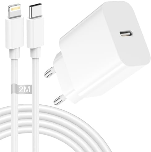 iPhone Ladegerät mit Ladekabel 2M [Apple MFi Zertifiziert], 20W Ladegerät USB C Schnellladegerät iPhone Netzteil USB C Ladeadapter Fast Charger Adater USB C für iPhone 14 13 12 11 Pro Max/XS/SE/8/iPad