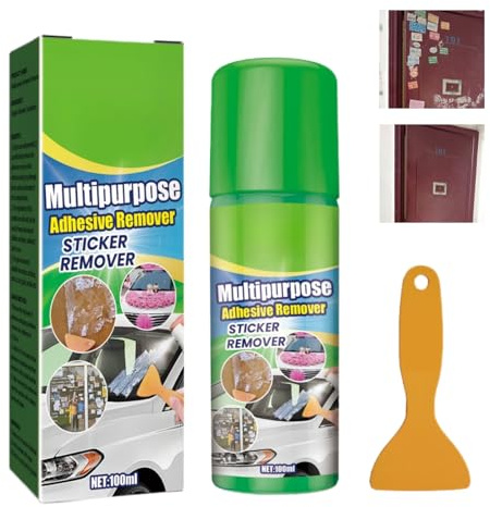 Sticky Stuff Remover Spray,Adhesive & Glue Remover Spray with Scraper for Sticker,Label,Tape Residue,Graffiti,Wallpaper & Cars,Spray Glue Adhesive,Sticky Residue Remover,Tile Adhesive Remover,100ml