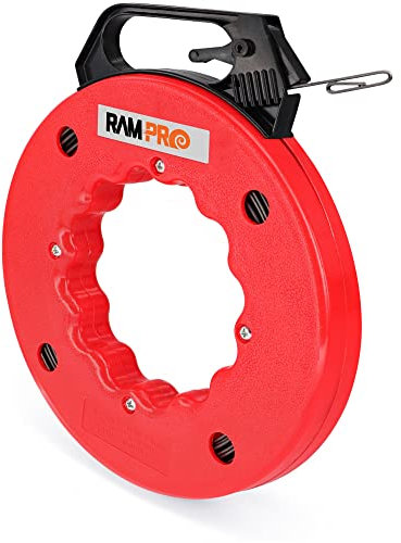 Ram-Pro 100 Foot Reach, Spring-Steel Fish Tape Reel, with High Impact Case, for Electric or Communication Wire Puller