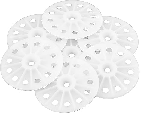 Lot de 200 rondelles de fixation en polypropylène - 60 mm - Pour plaques d’isolation souples en fibre de verre, laine de roche, polystyrène expansé, polystyrène extrudé