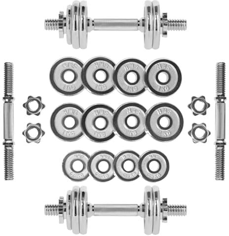HMS 15 kg Chrom Gewichte inkl. Fitnesskoffer