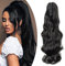 SEGO Ponytail Extension Pferdeschwanz Haarteil Haarverlängerung Zopf mit Butterfly-Klammer Hair Piece Haar Glatt Hitzebeständig wie Echthaar Schwarz Gewellt-18(45cm)-140g