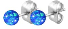 FILANGO Chirurgenstahl Ohrstecker SYNTHETISCHER OPAL - Blau, Weiß, Silberfarben