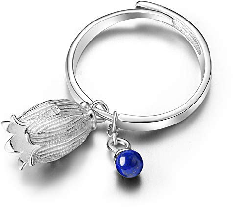 ✦ Geschenke für Frauen ✦Springlight S925 Sterling Silber Damen Ringe Bluebell Blume Offener Rings Handgemachte Ring Personalisierte Geschenke für Frauen, Geschenk für Sie.(Sliber)