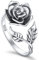 Vintage Rose Fleur Bague S925 En Argent Massif Femmes Ouvert Bagues Rose Fleur Réglable Anneaux Cadeau Romantique pour Son Anneau Réglable，Oxidized 8