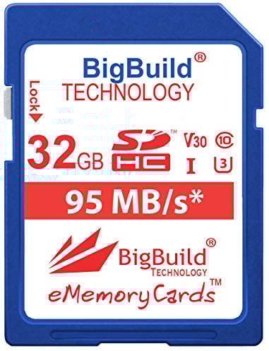 BigBuild Technology 32GB UHS-I U3 95MB/s Speicherkarte für Nikon 1 J1, S1, V2, Nikon COOLPIX A10, A100, A300, A900, AW130, B500, B700, P1000, P900, W100, W300 Kamera