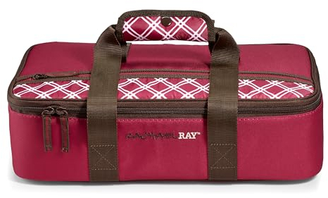 Rachael Ray Lasagna Lugger, Thermal Insulated Casserole Carrier for Hot or Cold Food, Lugger Tote for Pockluck, Parties, Picnic, and Cookouts, Fits 9 x 13 Baking Dish, Burgundy