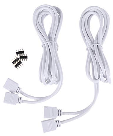 Connettore LED prolungato con cavo prolungato RGB a doppia estremità 2M per SMD 5050 Striscia LED RGB 3528 con 4Pcs Aghi a 4 pin (bianco)