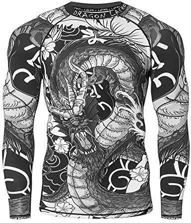 LAFROI Men's Long Sleeve UPF 50+ Baselayer Performance Compression Shirt Rash Guard-CLY08 (Dragon,SM)