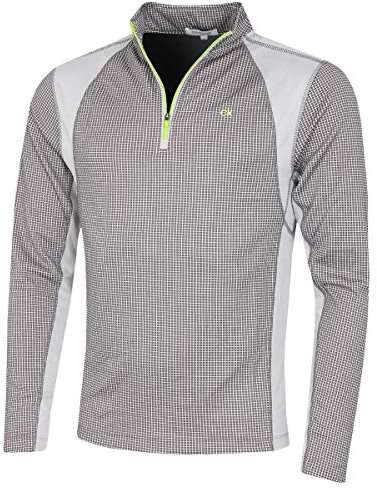 Calvin Klein Mens Micro Grid Half Zip Mid Layer - Slate/Lime - M
