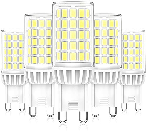 Eco.Luma G9 LED Lampen, 6W 550LM Kaltesweiß 6000K Leuchtmittel Glühbirnen, Ersatz für 50W 60W Halogenlampen, Kein Flackern 360°Abstrahlwinkel LED G9 Mais Birne, Nicht Dimmbar AC 220-240V, 5er Pack