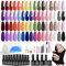Beetles 52 Pcs Gel Nail Polish Kit with UV LED Light Starter Kit Soak Off 32 Colors Brownnails Glitter Gel Polish Set with Base Top Coat 36W Nail Dryer Building Gel Blomming Gel Nail Art