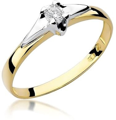 Damen Solitär Versprechen Ring Verlobungsring Antragsring 585 14k Gold Gelbgold natürlicher echt Diamant Brillanten