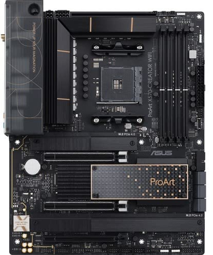 ASUS ProArt X570-Creator WiFi AMD X570S Ryzen AM4 ATX Content Creation Motherboard(PCIe 4.0, Passive PCH Cooling, 2xThunderbolt 4 Type-C Ports, 10 Gb & 2.5 Gb LAN, WiFi 6E, 3X M.2 Slots,Creator Hub)