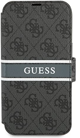 Guess Book Case 4G Stripe Hülle für iPhone 13 Pro, GUBKP13L4GDGR, Grau
