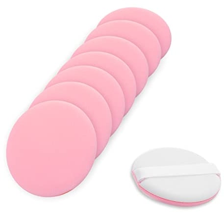 Molain Round Beauty Blenders Pads Makeup Sponge Puff 8 Pieces Set 2 Inch Soft Full Coverage Facial Smooth Powder Puffs Blending for Foundation Concealer Cream Face Make Up Applicators (Pink)