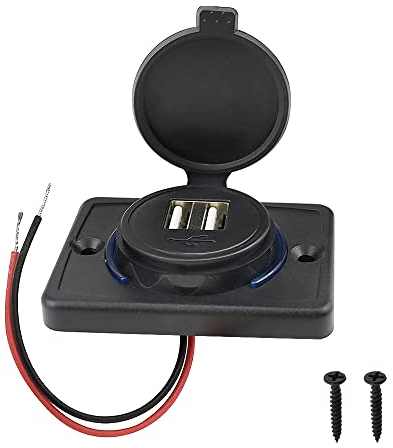 JaneYi 3,1 A Auto Dual USB Stecker 12 V-24 USB Steckdose Auto USB Ladegerät mit 2 Schrauben für Auto, Motorrad, Marine, Wohnmobil usw.