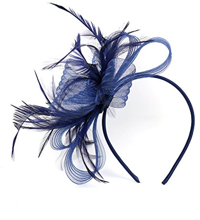 SIQITECH Fascinator Hut Damen Haarschmuck mit Feder Mesh Fascinator Hochzeithut Kopfbedeckung Vintage Royal elegant Haarspange Braut Hochzeit Partyhut Kirche Teeparty Cocktail
