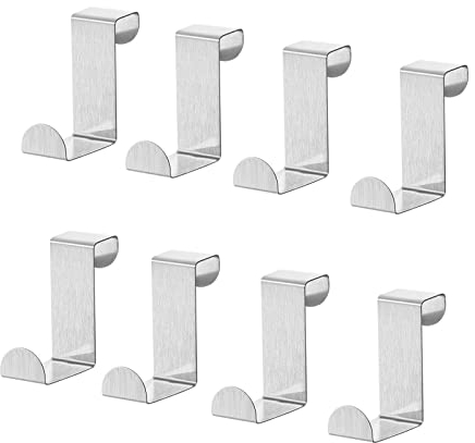 SHULLIN 8er Set Türhaken zum Einhängen Kleiderhaken Tür Edelstahl Türhaken wendbare Haken Door Hook Kleiderbüge Reversible Haken Ohne Bohren für Schrankschrank und Zimmertür