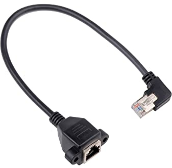 euroharry Câble d'extension Ethernet RJ45 mâle vers femelle, montage sur plaque à vis, CAT6/5e/5, blindé, câble d'extension réseau LAN (angle droit)
