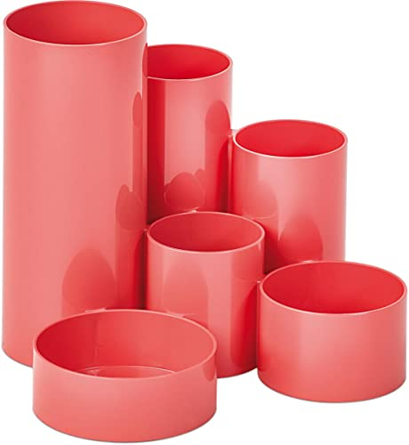 MAUL organisateur de bureau MAULtubo Ø15x12,5cm | Pot a crayon avec 6 compartiments de diamètres | Organisateur pour bureau, la cuisine, l'atelier et pour des articles cosmétiques | Touch of rose
