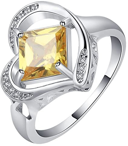 Bandring Damen, Silber Ringe Herzförmig Und Prinzessin Zirkonia Ringe für Frauen Weihnachten Größe 54 (17.2)