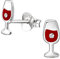 Wine Glass Earrings with Crystal Stones - 925 Sterling Silver (Small)