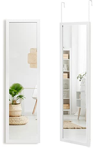 Multigot Over the Door Mirror with 2 Rustproof Door Hooks, Wall-Mounted Hanging Mirror for Living Room, Bedroom, Entryway, Hallway