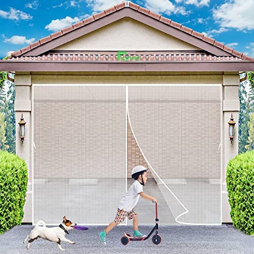 Garden Magnetic Fly Insect Door Screen Mesh Curtain Mosquito Net, 275x280 cm for Home Garage Kitchen Porch Entrance Door, White P