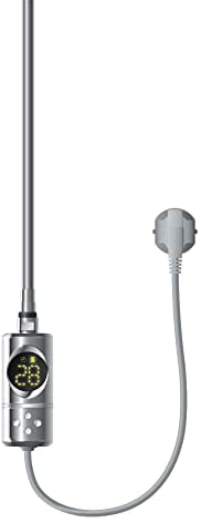 ML-Design Elemento Calefactor Eléctrico 900W de Acero Inoxiable Cromado para Radiadores, con Termostato y Pantalla Digital, Regulador Electrónico y Temporizador, Calentador de Inmersión con Enchufe
