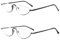 MMOWW 2 Pairs Half Frame Cat Eye Reading Glasses for Men Women Metal Slim Lightweight Readers Semi Rimless Eyewear with Spring Hinge (Black+Grey, +1.0)