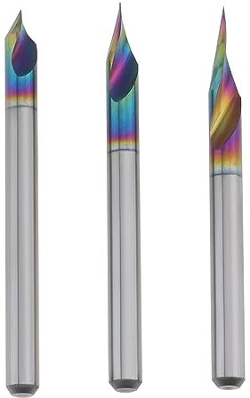 3 punte per fresa CNC con codolo da 1/8 con scanalatura a V, 20/30/60 gradi, 0,1 mm, 2 scanalature, per incisione 2D e scultura 3D