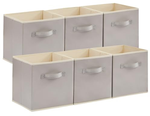 Lifewit 6 Stück Aufbewahrungsbox aus Stoff, Faltbar Aufbewahrungswürfel Kallax Boxen Aufbewahrung aus Vliesstoff mit Griff für Würfelregal Kallax Boxen Regal Einsatz, 30x30x30cm,Hellgrau