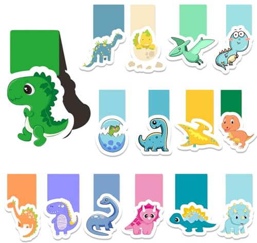 Segnalibri magnetici, 30 segnalibri magnetici per bambini, animali bambini, zoom, calcio, dinosauri, mezzi di trasporto, segnalibro magnetico per ragazzi e ragazze (dinosauro)