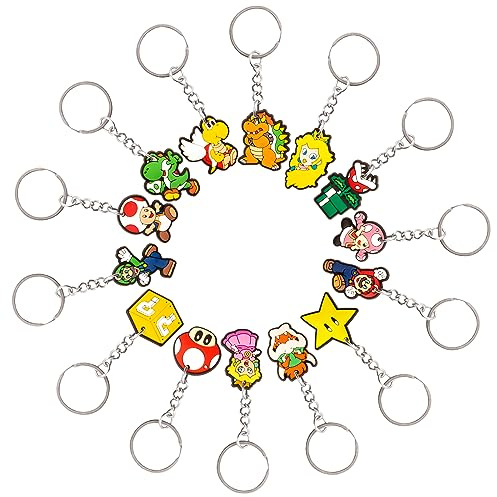 Keyring Cartoon Anime Keychain Pendant Mar-io Silicone Figure Key Chain Keyrings Rings Kids Christmas Party Supplies Favors Bags fillers Novelty Toy Birthday Gift Boys Girls Key Charms Keychain Deko