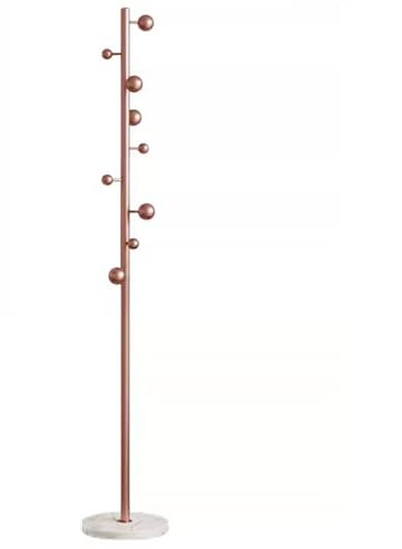 SKVLF Garderobenständer Metall Kleiderständer Mit 9 Haken Für Schlafzimmer, Büro, Freistehender Kleiderbügel Mit Marmorsockel, Flur-Garderobe Zum Aufhängen Von Kleidung, Hüten, Roségold, 30X180CM