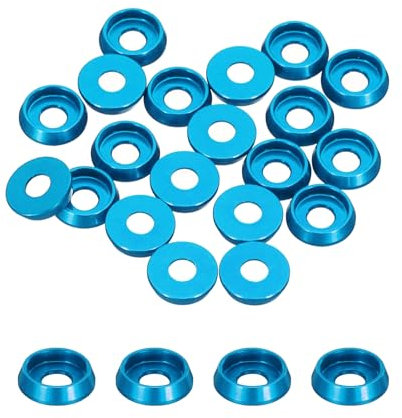 QUARKZMAN Rondelles Coniques M3 Avec Tête en Forme de Coupe, Diamètre du Trou 3 mm, Rondelles en Aluminium pour Vis RC/FPV/PC/Drone/Pièces de Modèles, Lot de 20 (Bleu Ciel)