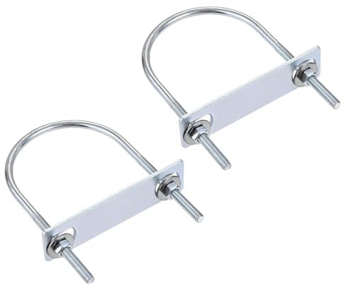 TA-VIGOR 2 sets M6 Round U-Bolts, 70mm Inner Width 120mm Length Steel U-Bolts with Nut, Plate, Washer for Attaching Piping Conduit Cable Tube Brackets Boat Trailer
