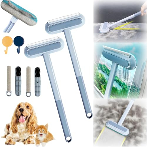 Multifunctional Pet Hair Remover, Ultimate Pet Hair Remover Tool, Pet Hair Cleaning Brush with Squeegee, Reusable Pet Hair Remover for Couch, Carpet and Car (2pcs)