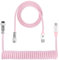 ATTACK SHARK C01 PRO Coiled Keyboard Cable, Custom Coiled USB C Cable for Mechanical Gaming Keyboard,Type-C to USB-A Metal Aviator Cable,Double-Sleeved Braided Charging Keyboard Cable for Mac,PC-Pink