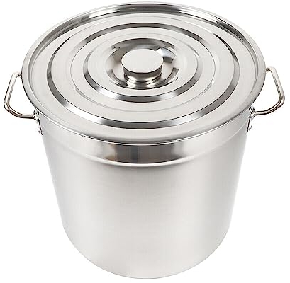 Olla de acero inoxidable con tapa, olla para conservar el calor para cocinar, recipiente robusto, apta para inducción, apta para todos los tipos de cocina, apto para lavavajillas (50 L)