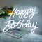 BringLuck2U Placa de neón con texto Happy Birthday con luz LED alimentada por USB, con interruptor regulable para todas las decoraciones de pared (blanco)
