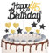 Gold Black 45th Birthday Cake Topper, Shining Happy Birthday Cake Cupcake Toppers,Women Men 45th Birthday Decorations, Black Gold Cake Toppers for Women Men Girls Boys Birthday Party Decorations