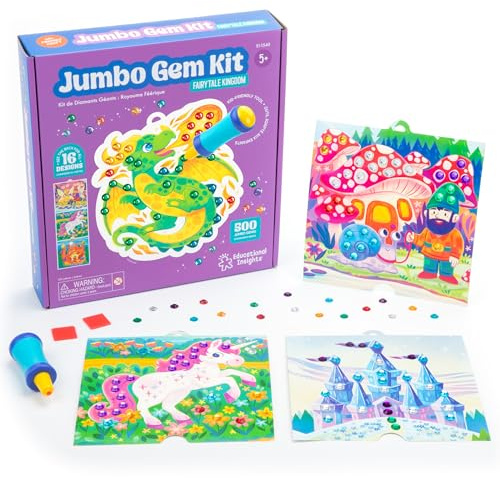 Learning Resources Jumbo Edelstein-Set, Spielzeug für 5-jährige Jungen und Mädchen, wiederverwendbares Diamant-Mal-Set für Kinder, 510 Teile