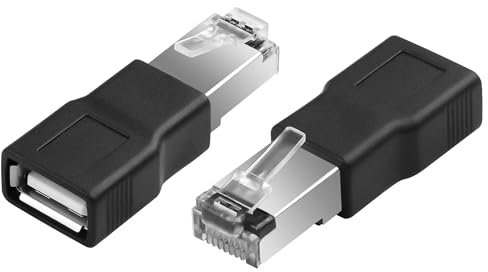 GINTOOYU 2 x Adaptateur USB vers RJ45 Ethernet Noir USB2.0 Femelle vers RJ45 8p4c mâle Adaptateur de Conversion pour Appareil Photo,Modem ADSL,routeur,Ordinateur Portable, Ordinateur de Bureau,etc.